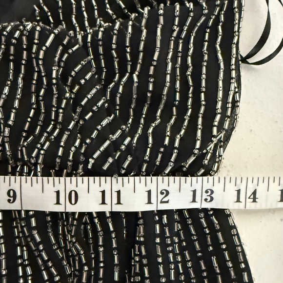 Parker Black Silver Beaded Sleeveless Dress Mini Party Cocktail - Picture 12 of 14